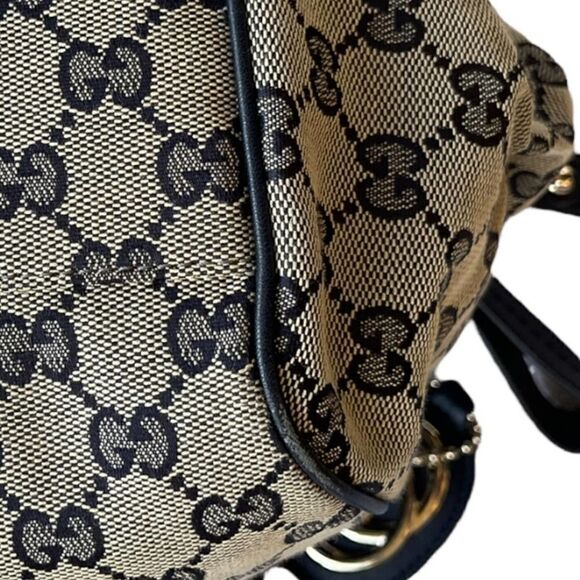 Gucci Sukey Large Canvas Leather Trim Large Satchel Handbag Purse Authentic - Picture 8 of 14